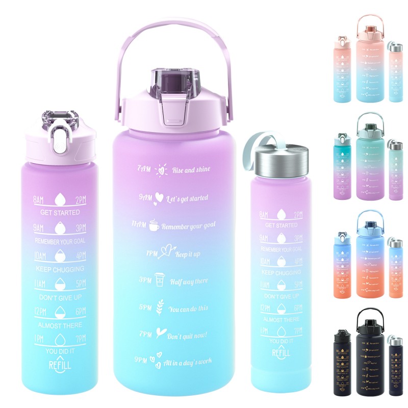 Plastic Cup Set Factory - 3Pcs Gradient Sports Water Bottle