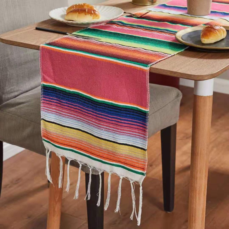 Mexican Table Runner Manufacturer - Clear Printing Tassel Design