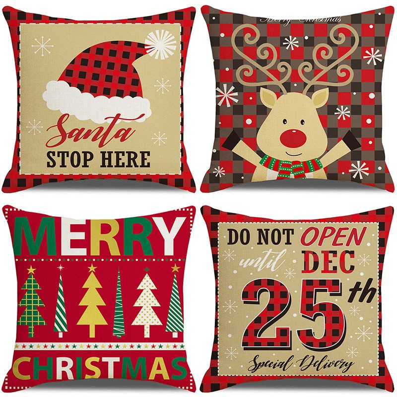 Christmas Cushion Cover Factory - Buffalo Plaid Antlers Design