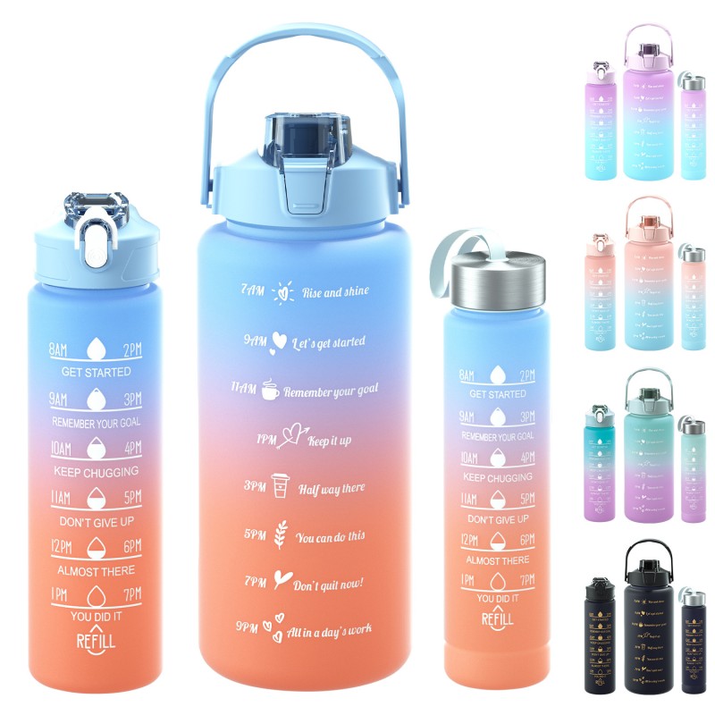 Plastic Cup Set Factory - 3Pcs Gradient Sports Water Bottle