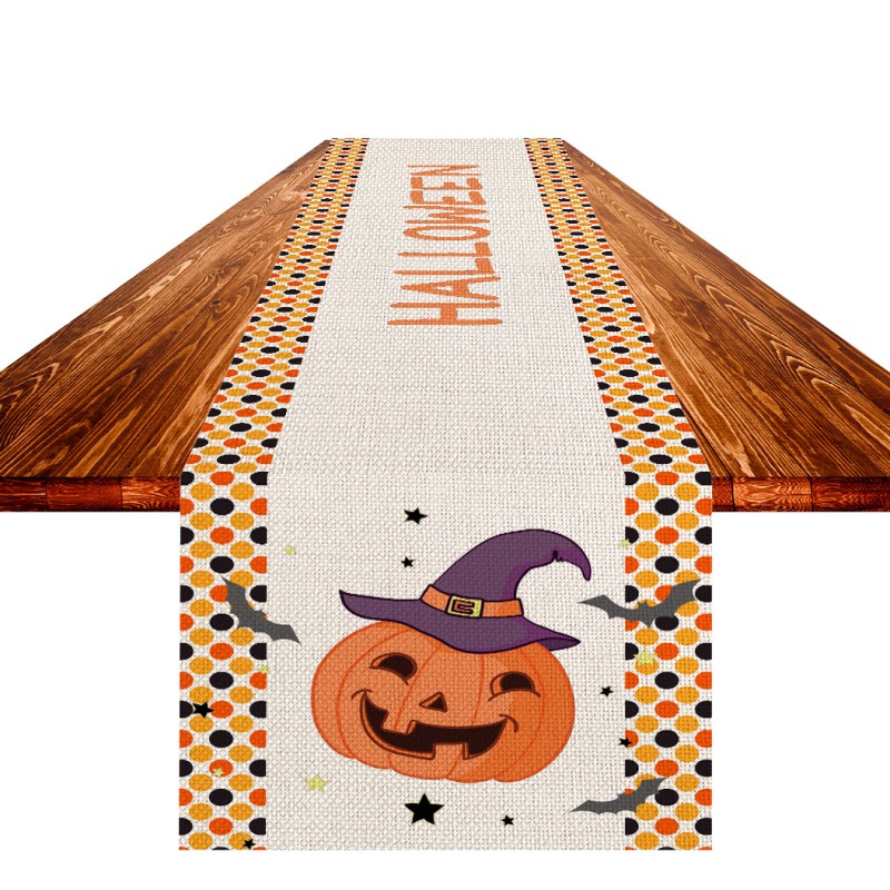 Halloween Table Runner Factory - Pumpkin Bat Witch Printed Mat
