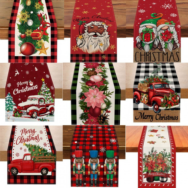 Christmas Table Runner Manufacturer - Linen Printed Gnome Decoration