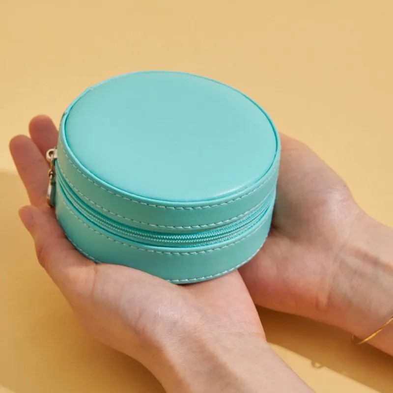 Jewelry Box Factory - Round PU Leather Portable Mini