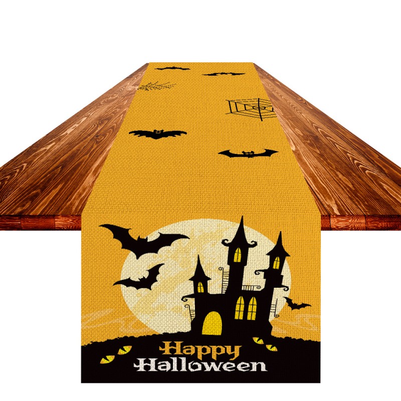 Halloween Table Runner Factory - Pumpkin Bat Witch Printed Mat