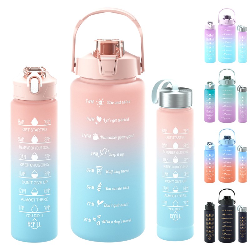 Plastic Cup Set Factory - 3Pcs Gradient Sports Water Bottle