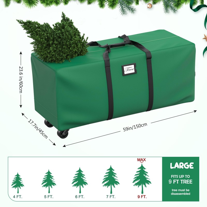 Christmas Tree Bag Factory - 9Ft Rolling Wheels Container