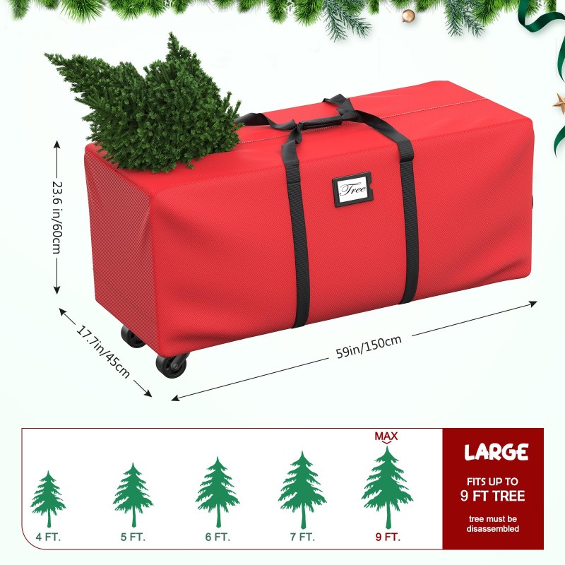 Christmas Tree Bag Factory - 9Ft Rolling Wheels Container
