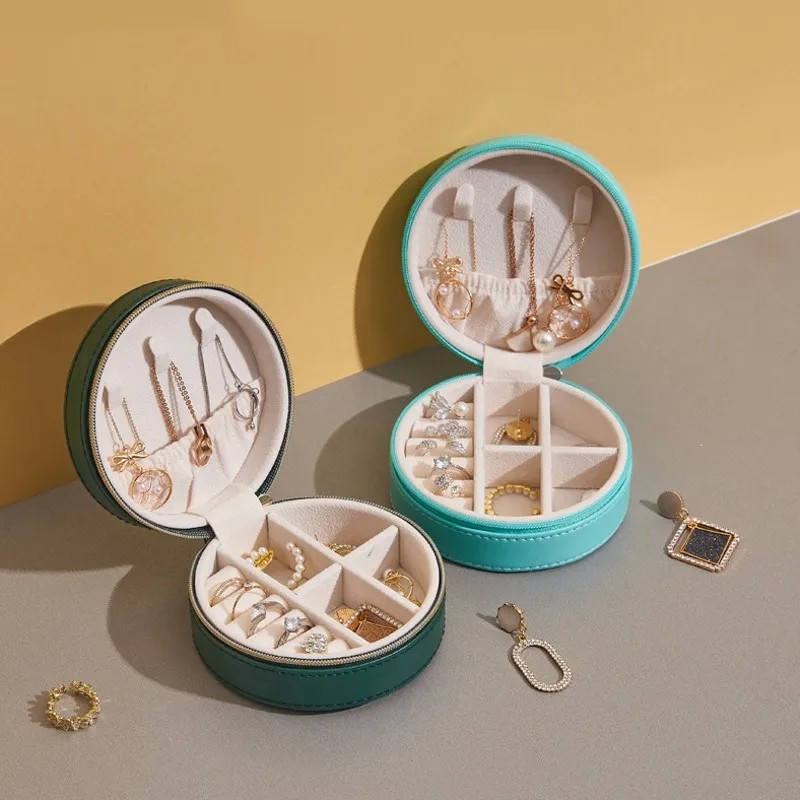 Jewelry Box Factory - Round PU Leather Portable Mini
