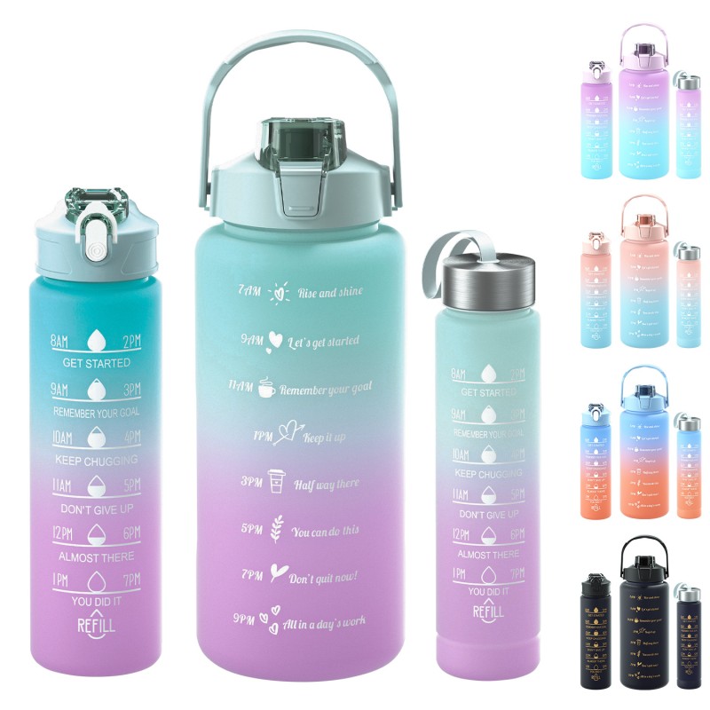 Plastic Cup Set Factory - 3Pcs Gradient Sports Water Bottle