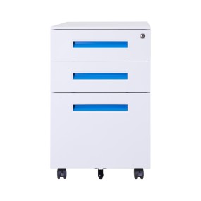Steel Filing Cabinet Manufacturer - 3 Drawers Round Edge Mobile