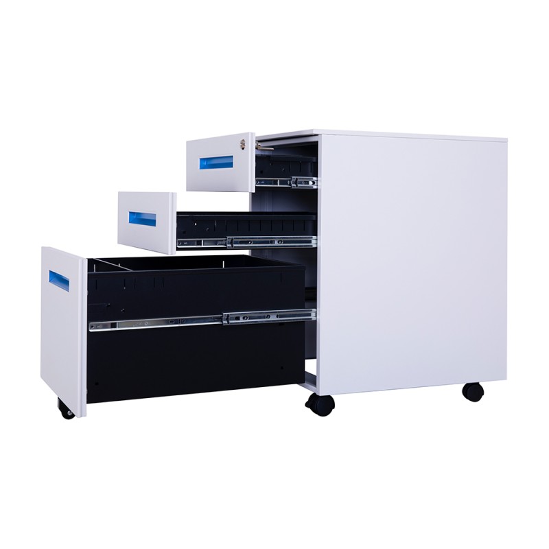 Steel Filing Cabinet Manufacturer - 3 Drawers Round Edge Mobile