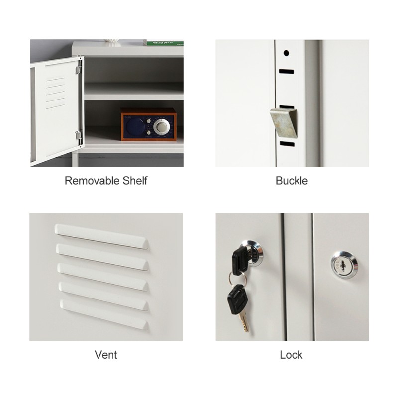 Storage Cabinet Manufacturer - Metal 2 Doors 4 Shelves Lockable