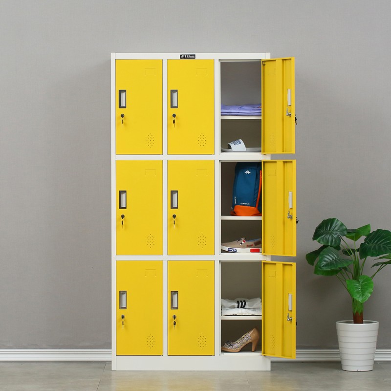 Steel Locker Manufacturer - 9 Door Gym School Staff Wardrobe