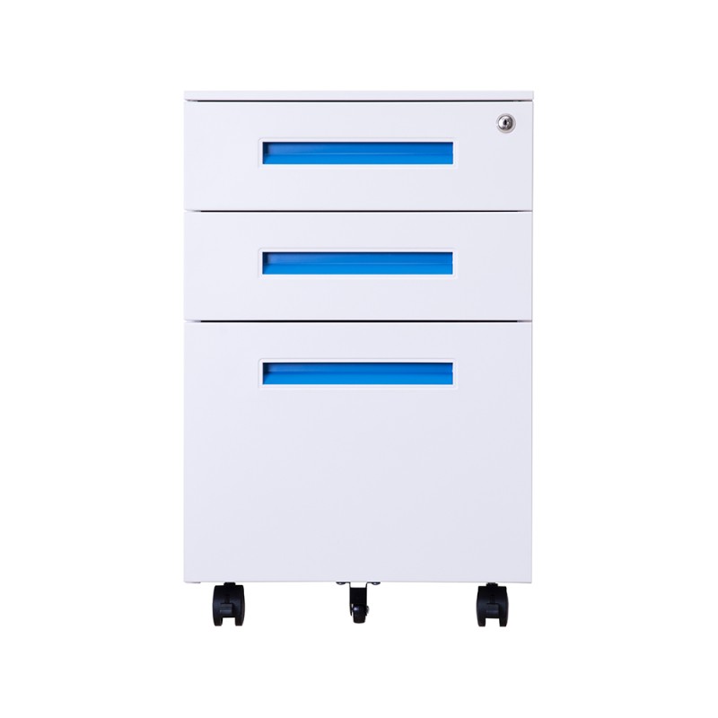 Steel Filing Cabinet Manufacturer - 3 Drawers Round Edge Mobile