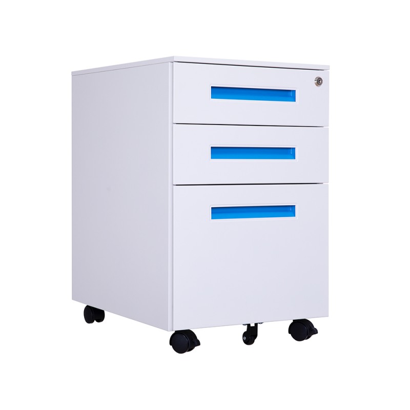 Steel Filing Cabinet Manufacturer - 3 Drawers Round Edge Mobile