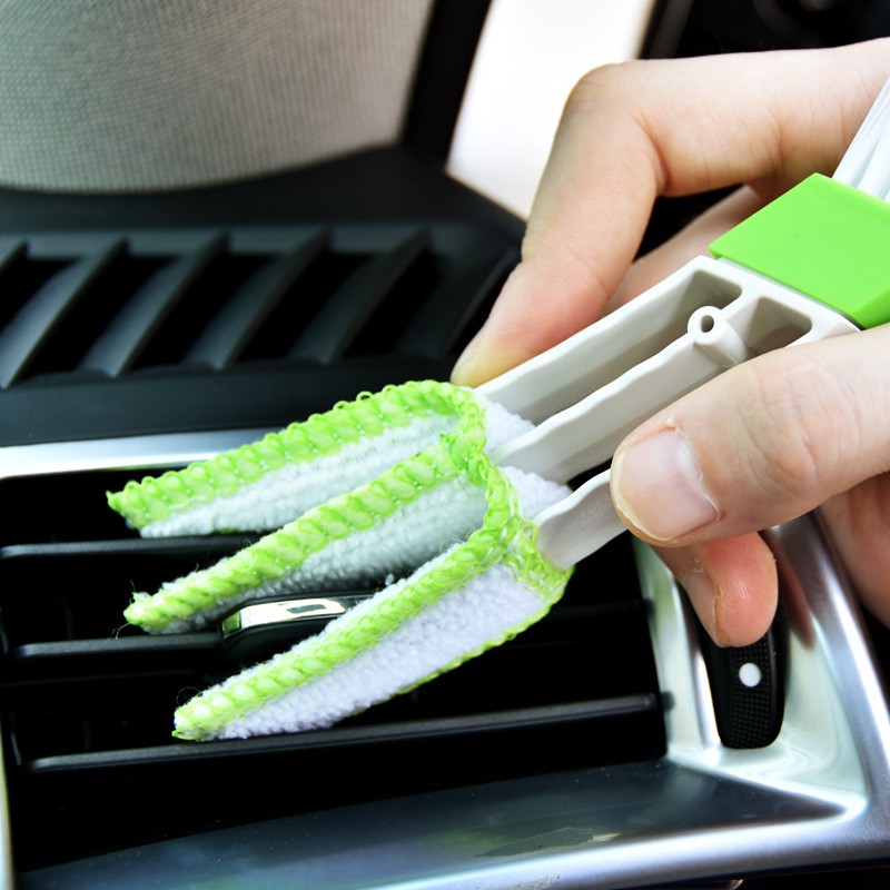 Car Air Brush Manufacturer - 2 in 1 Green Polyester Dust Brush