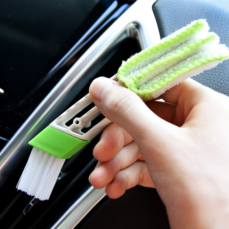 Car Air Brush Manufacturer - 2 in 1 Green Polyester Dust Brush