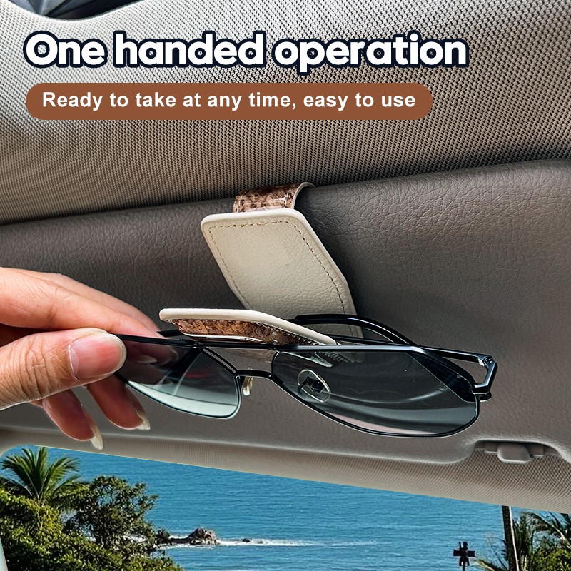 Glasses Clip Manufacturer - Wood Grain Leather Sunshade Ticket Clip