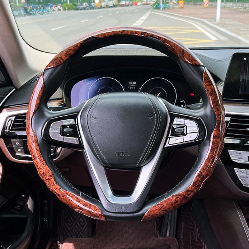 Steering Wheel Cover Manufacturer - Mahogany Texture Snap-on Soft