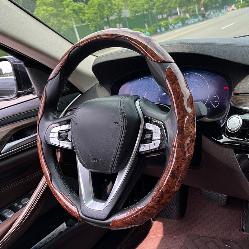 Steering Wheel Cover Manufacturer - Mahogany Texture Snap-on Soft