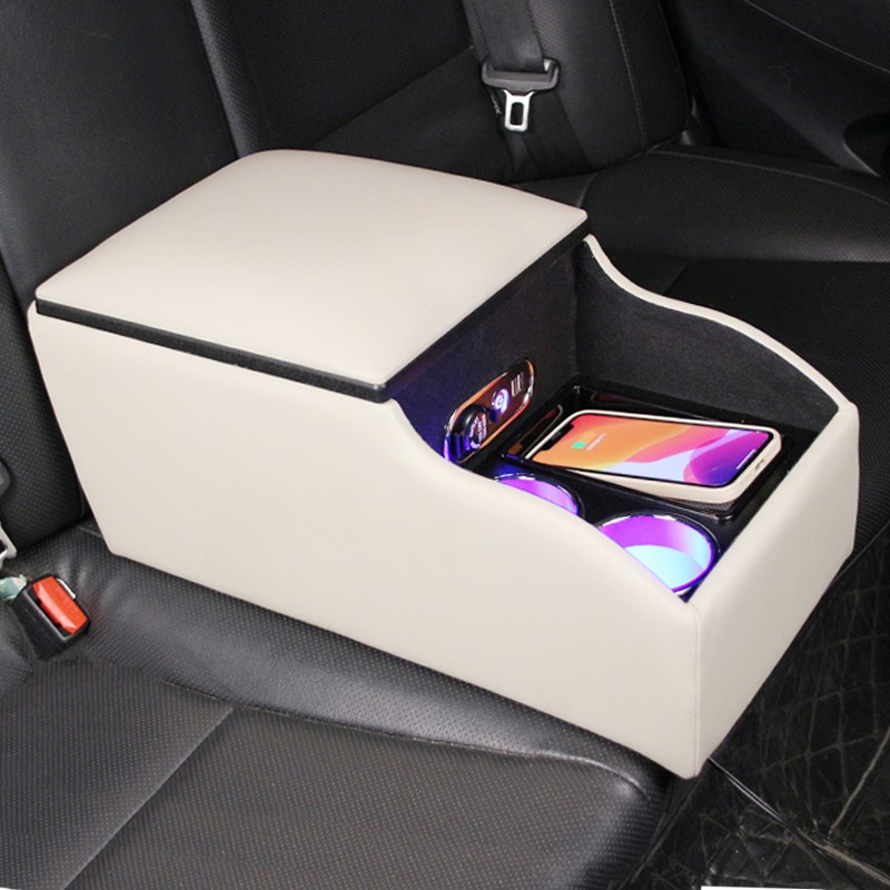 Car Armrest Factory - Leather Rear Console Cup Holder