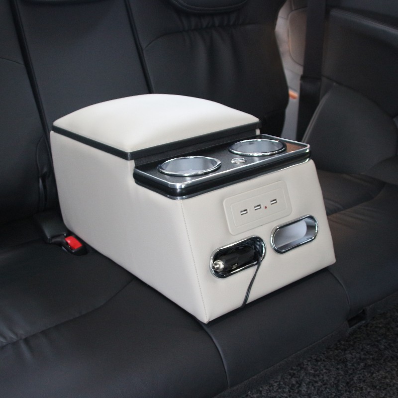 Armrest Box Manufacturer - Black Universal LED USB Console