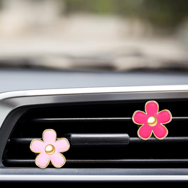Air Vent Clip Manufacturer - Dashboard Red Pink Daisy Flower