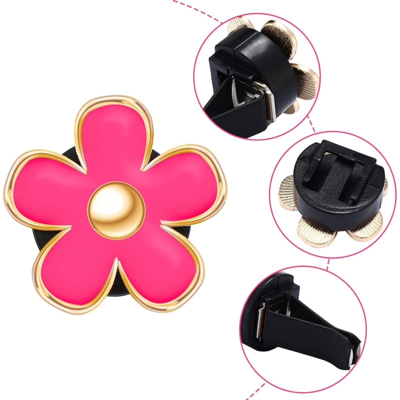 Air Vent Clip Manufacturer - Dashboard Red Pink Daisy Flower