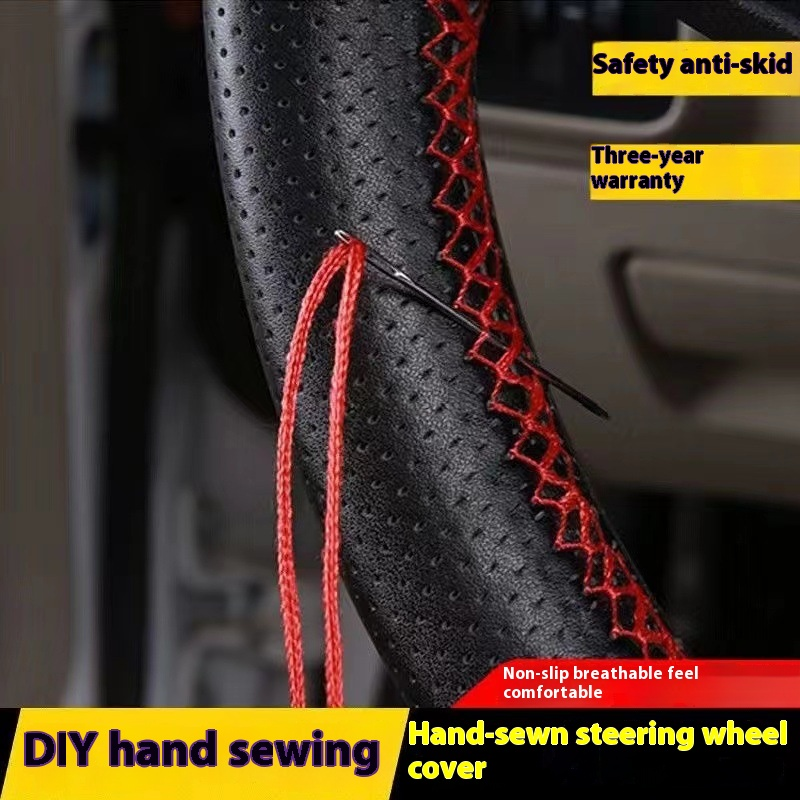 Steering Wheel Cover Manufacturer - Unisex PU Leather Hand-Stitched