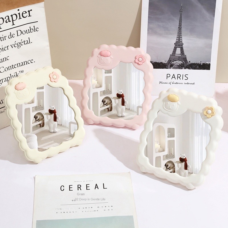 Desktop Makeup Mirror Supplier - Portable Cute Table Plastic Single Sided Folding