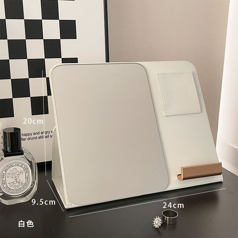 Desktop Mirror Manufacturer - Luxury Leather Personalized with Mobile Phone Stand