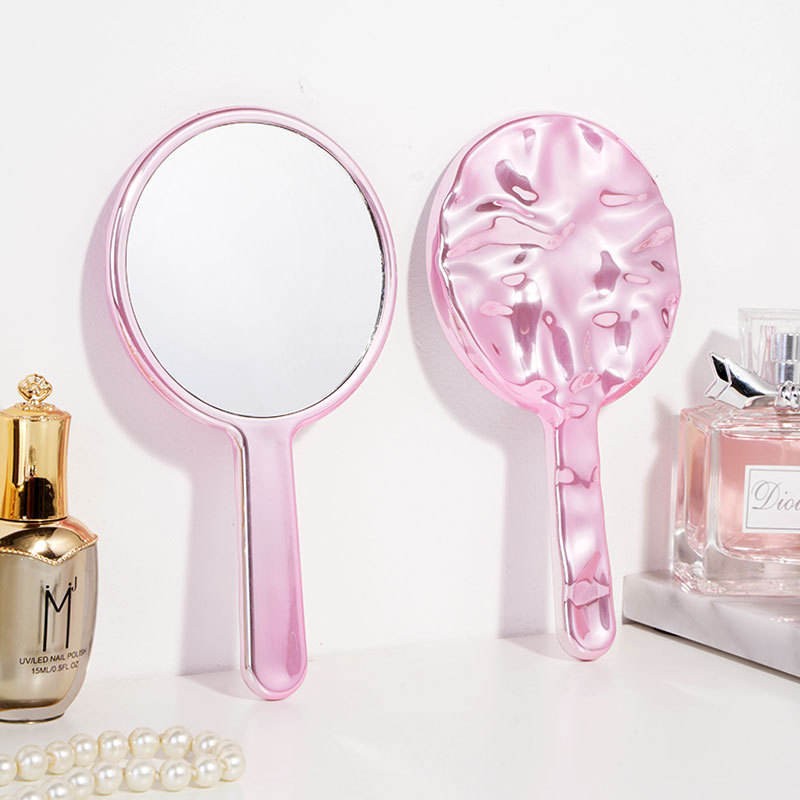 Handheld Mirror Manufacturer - Portable Luxury Round Silver Plastic Frame Irregular