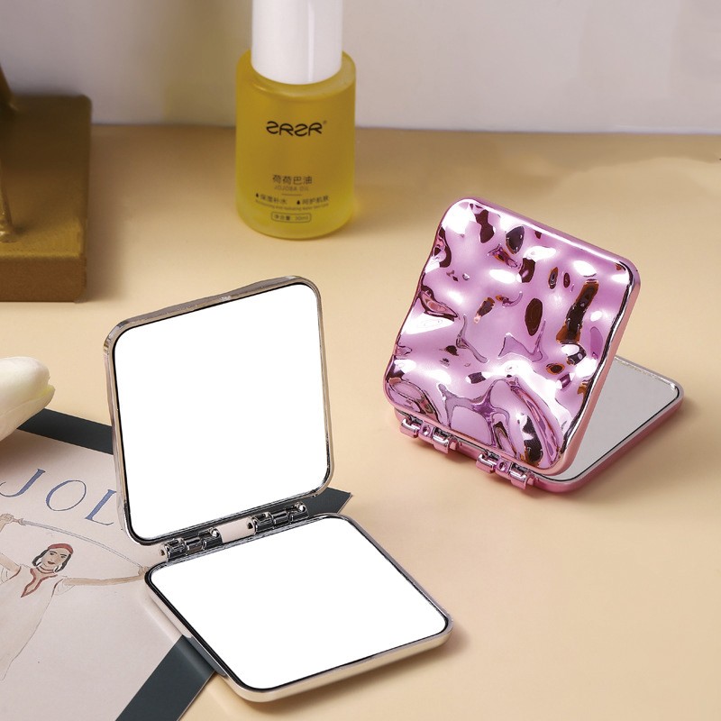 Pocket Makeup Mirror Supplier - Mini Double Side Plastic Electroplated Custom Logo