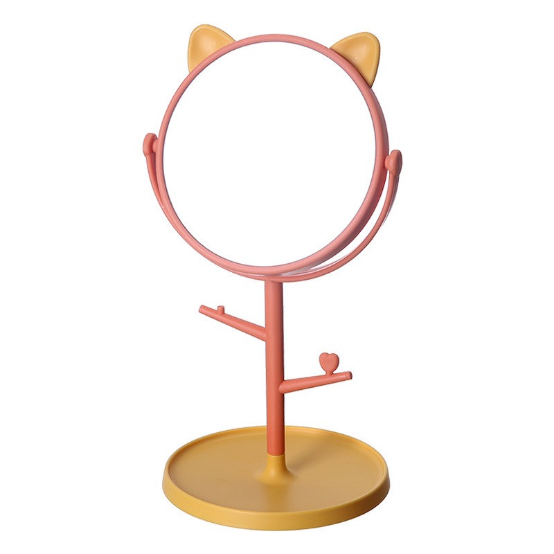 Desktop Cosmetic Mirror Manufacturer - Large Size Cute Cat Ears Rotatable Multifunctional