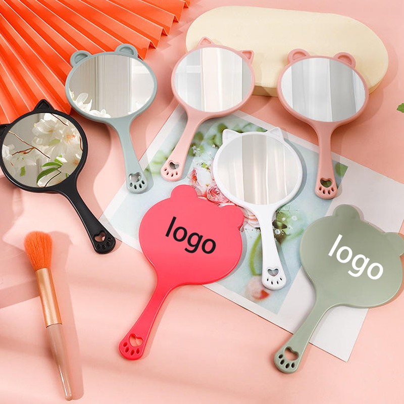 Handheld Makeup Mirror Supplier - Custom Logo Portable Cat Shaped Plastic Single Sided