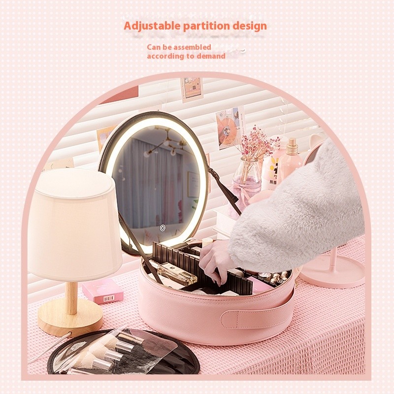 LED Cosmetic Bag Mirror Supplier - Large Capacity Portable Round Personalized LED