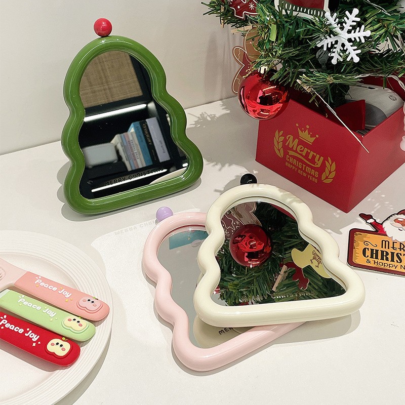 Desktop Mirror Supplier - Cute Cream Style Christmas Tree Plastic Wall Mount