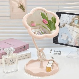 Desktop Makeup Mirror Factory - Creative Flower Plastic Rotatable Removable Storage