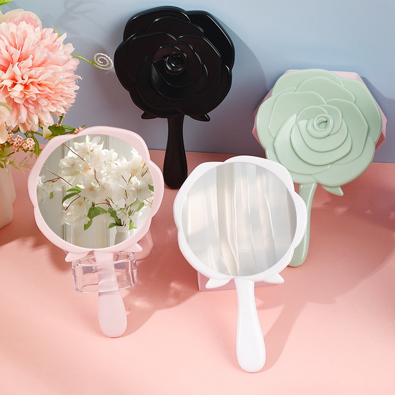Handheld Mirror Supplier - Wholesale Portable Plastic Gold Plating Rose Shaped