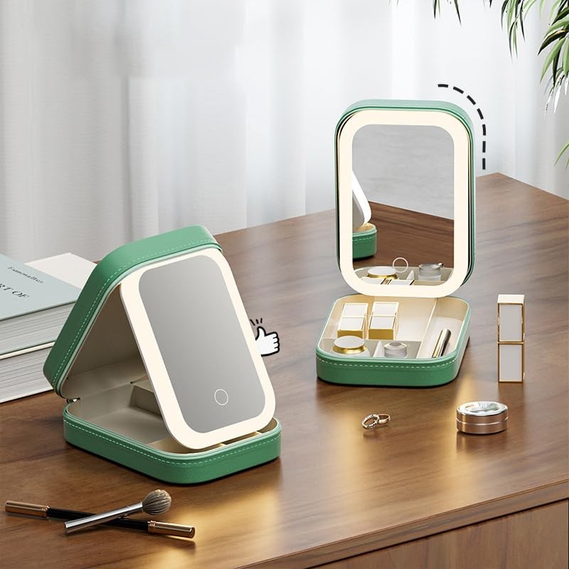 LED Cosmetic Mirror Supplier - Portable Multifunctional Leather with Personalized Storage