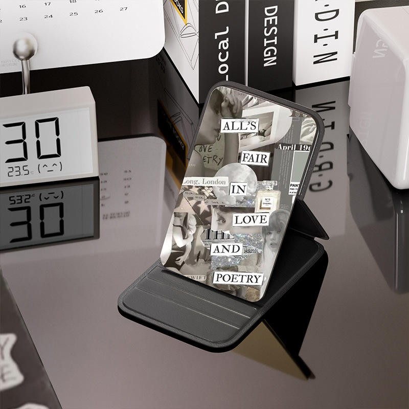 Desktop Makeup Mirror Supplier - Portable HD Rectangular Single Sided Foldable Compact