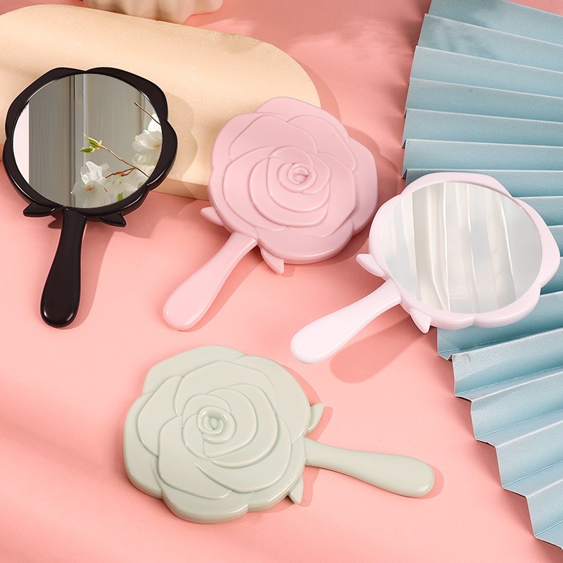 Handheld Mirror Supplier - Wholesale Portable Plastic Gold Plating Rose Shaped