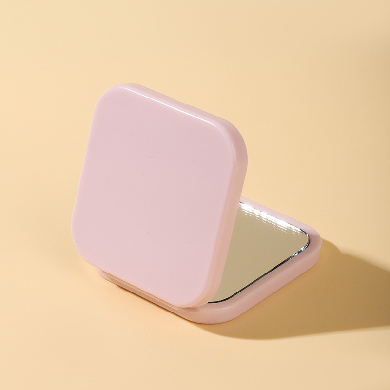 Pocket Makeup Mirror Manufacturer - Custom Logo Mini Double Sided Folding Plastic Square