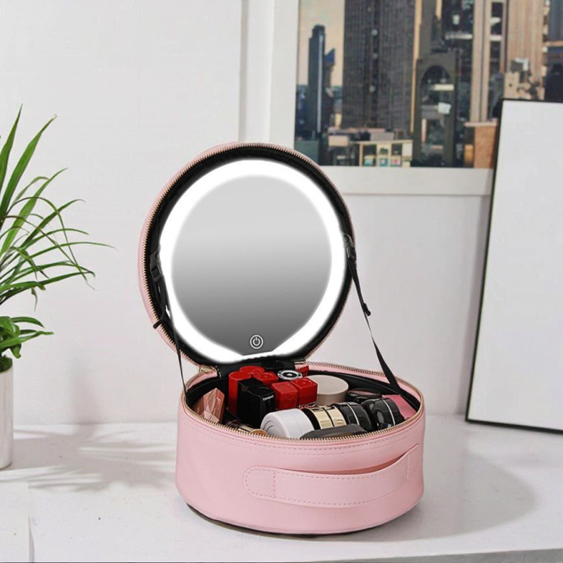 LED Cosmetic Bag Mirror Supplier - Large Capacity Portable Round Personalized LED