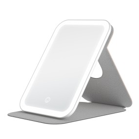 LED Desktop Mirror Supplier - Portable LED Rotating USB Rechargeable Foldable PU