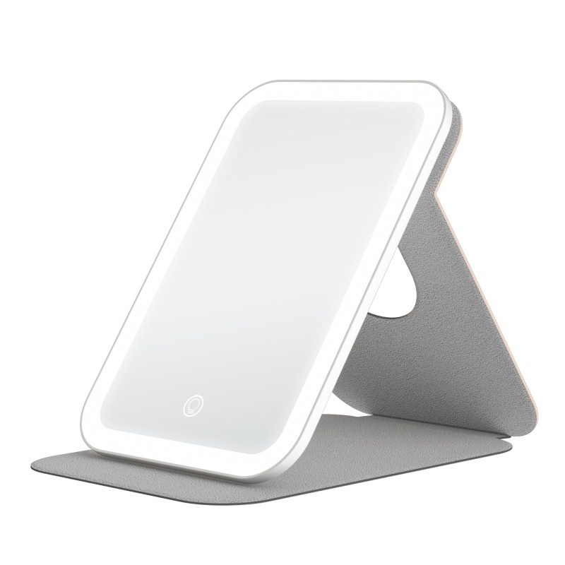 LED Desktop Mirror Supplier - Portable LED Rotating USB Rechargeable Foldable PU
