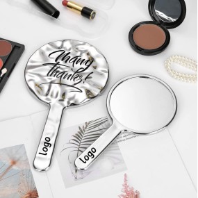 Handheld Mirror Manufacturer - Portable Luxury Round Silver Plastic Frame Irregular