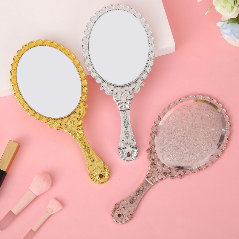 Handheld Makeup Mirror Manufacturer - OEM Custom Vintage Gold Plated Plastic