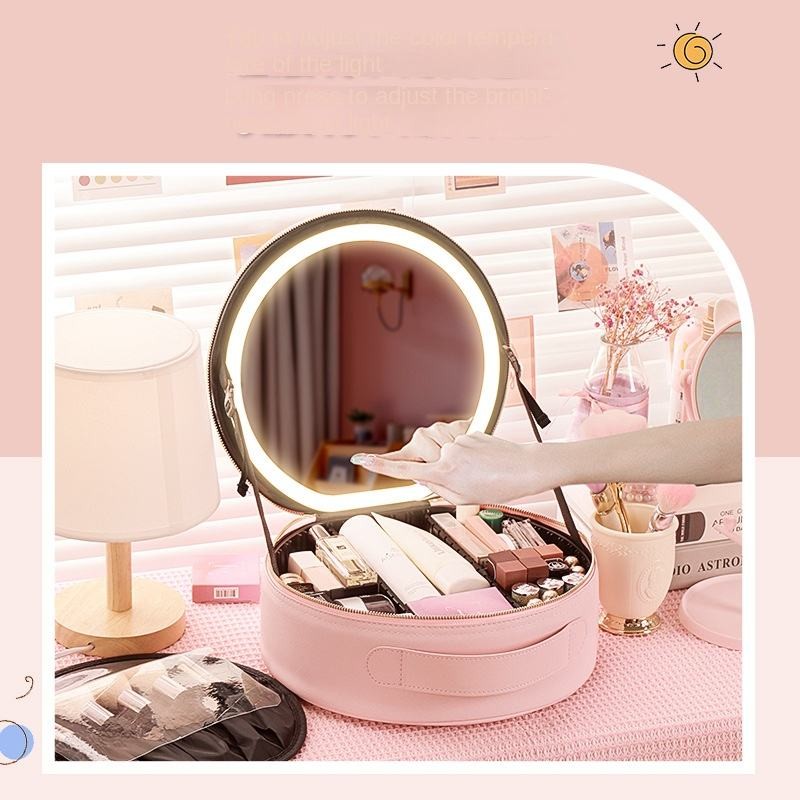 LED Makeup Mirror Manufacturer - Wholesale Large Capacity Portable Cosmetic Bag Mirror