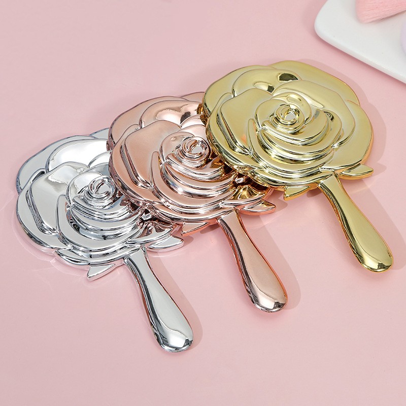 Handheld Mirror Supplier - Wholesale Portable Plastic Gold Plating Rose Shaped